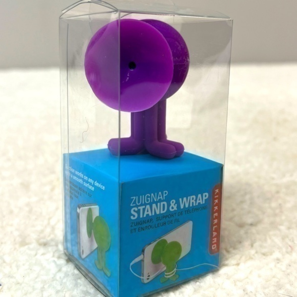 Kikkerland Suction Cup Cell Phone Stand & Cord Wrap All In One